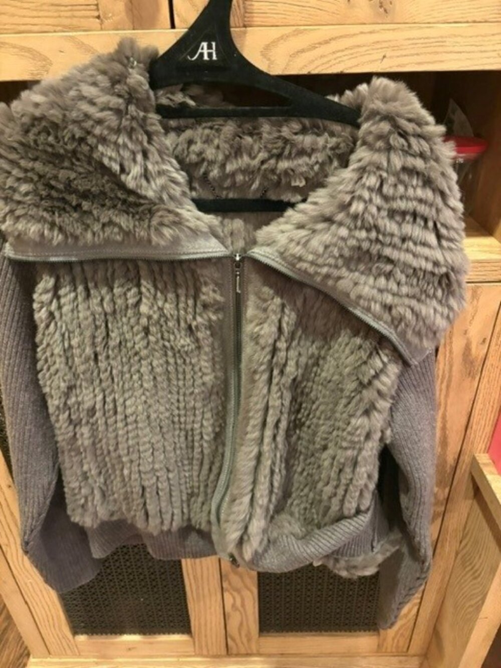 Elie Tahari delma grey ombre Faux Fur jacket